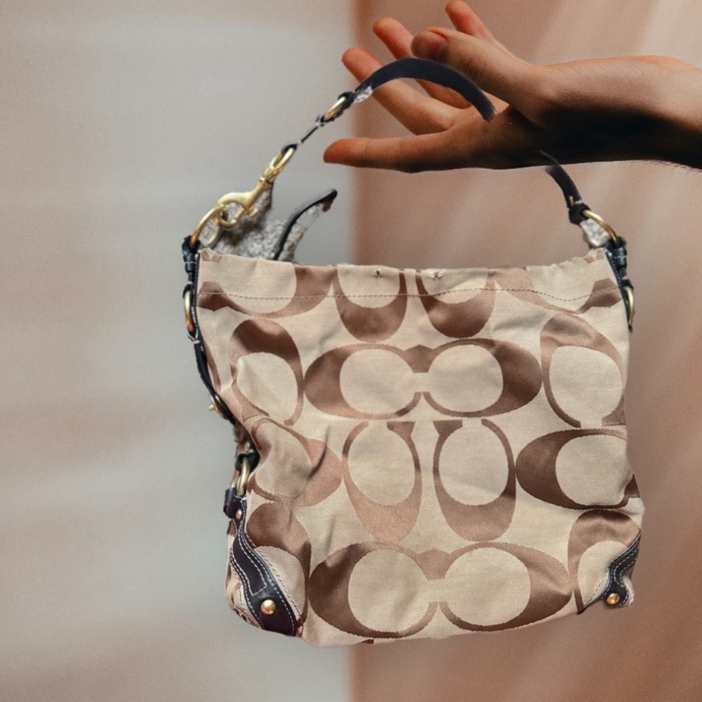 Coach Monogram 10619 Carly Canvas Bag shoulder